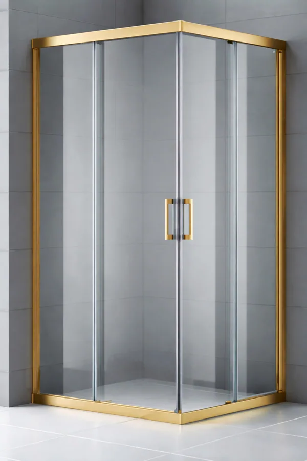 Kare ve Dikdörtgen Gold Profil Desenli 5mm h.190 cm duşakabin görünümü