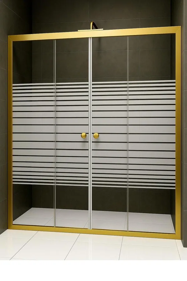 Ön Cephe Altın Profil 4mm h180 duşakabin görünümü